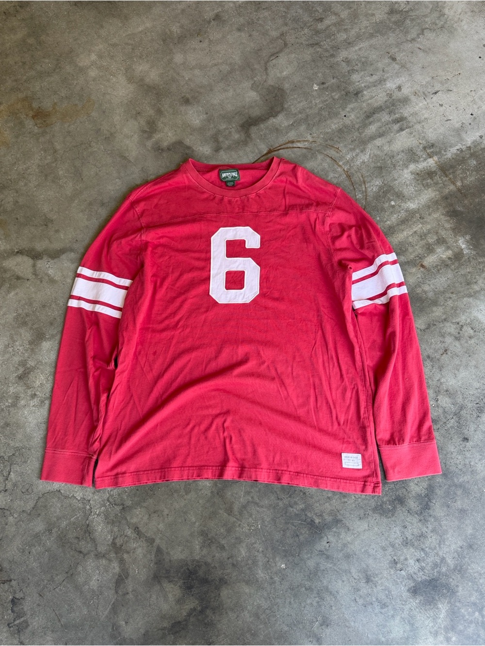 American Eagle Football Jersey Mens XL Long Sleeve Number 6 Stripe Shirt